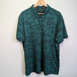 Nike Dri-Fit Golf Polo Shirt Mens XL Camo Green Lightweight Collared Swoosh